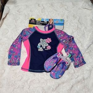 Medium Girl's Rashguard - Pink, Teal, Purple